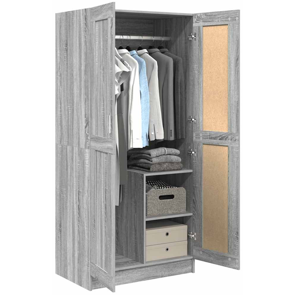 vidaXL 2 Door Grey Sonoma Wooden Wardrobe Image 4