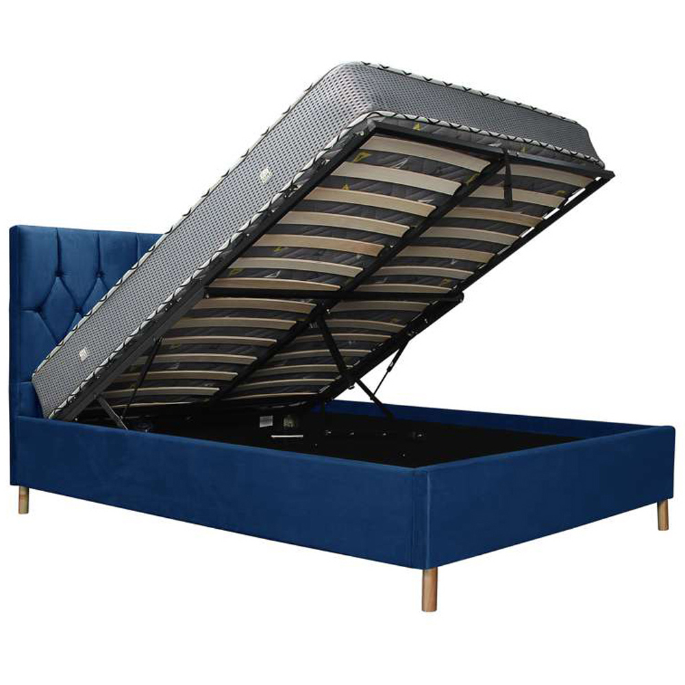 Loxley King Size Blue Fabric Ottoman Bed Image 2