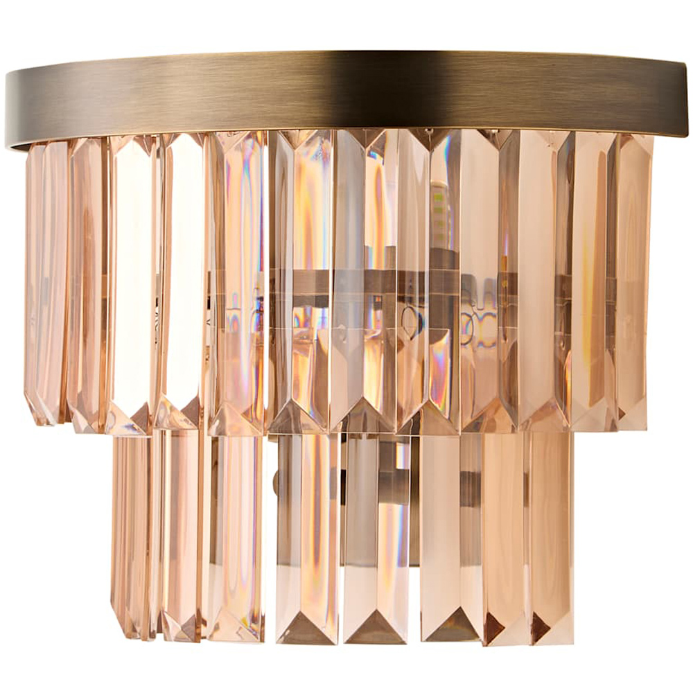 ValueLights Pemberley 2-Tier Brass Acrylic Jewel Wall Light with Bulb Image 1