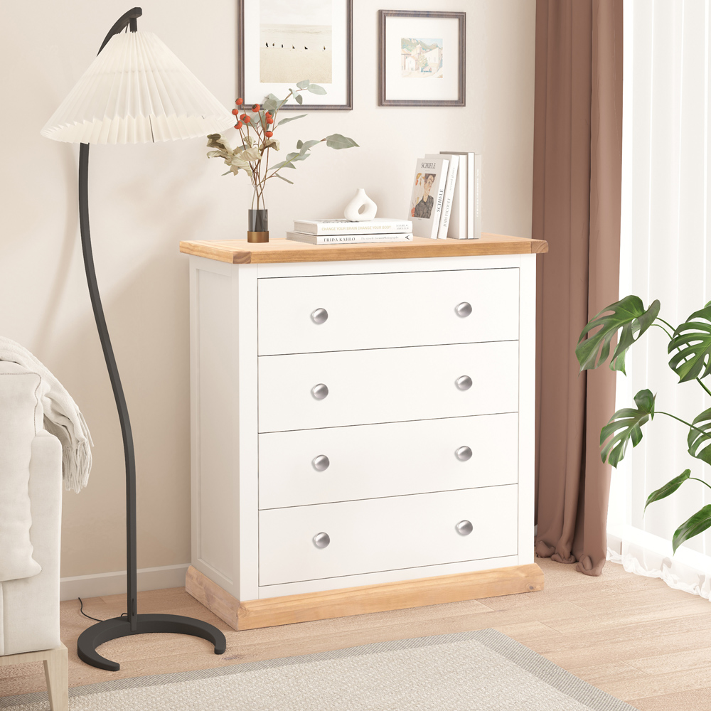 Trevi 4 Drawer Off White Chest of Drawers with Chrome Knobs Image 8