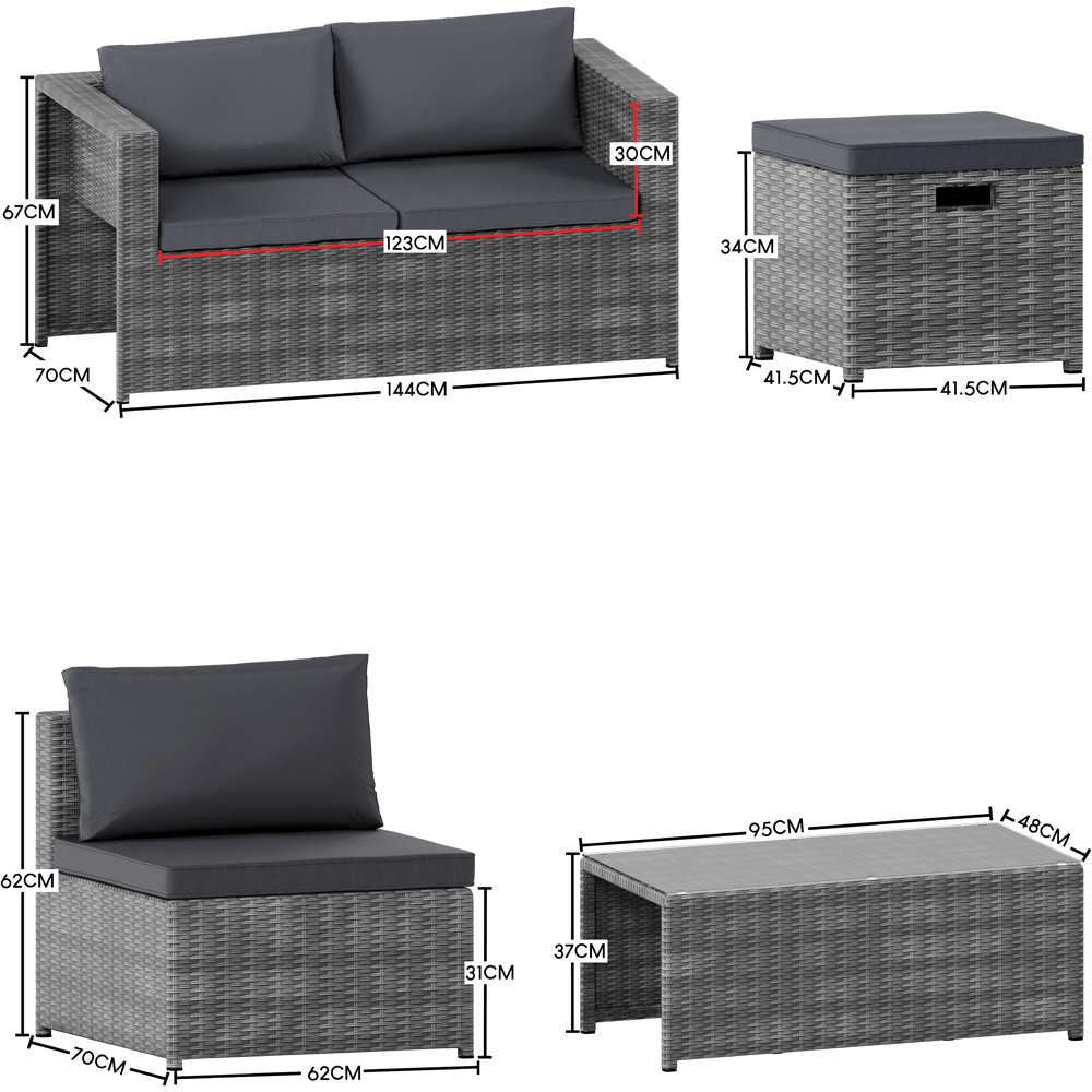 Garden Vida Islay 6 Seater Grey Rattan Garden Lounge Set Image 7