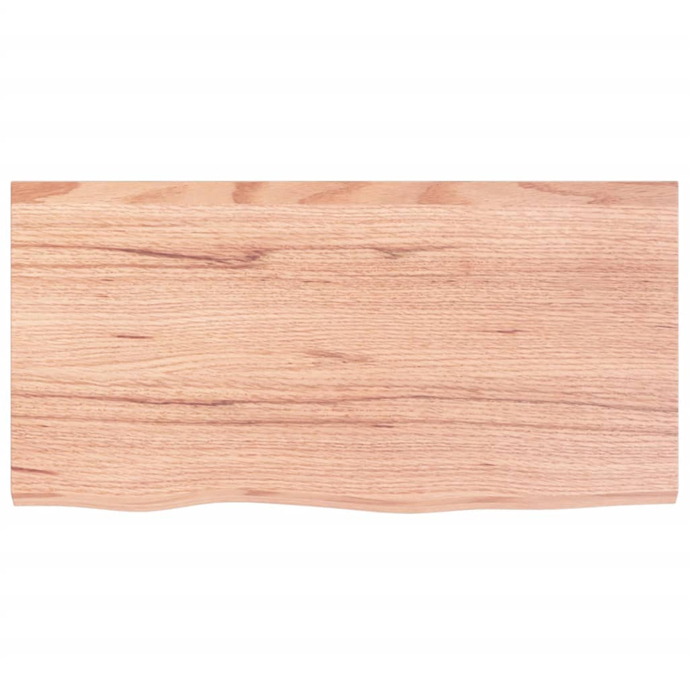 vidaXL 80 x 40 x 2cm Light Brown Treated Solid Wood Oak Wall Shelf Image 3