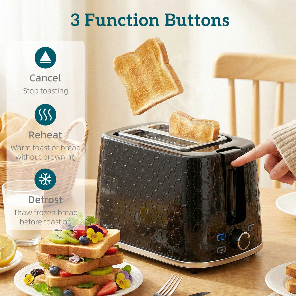 HOMCOM Black 1.7L Fast Boil Kettle and 2 Slice Toaster Set Image 7