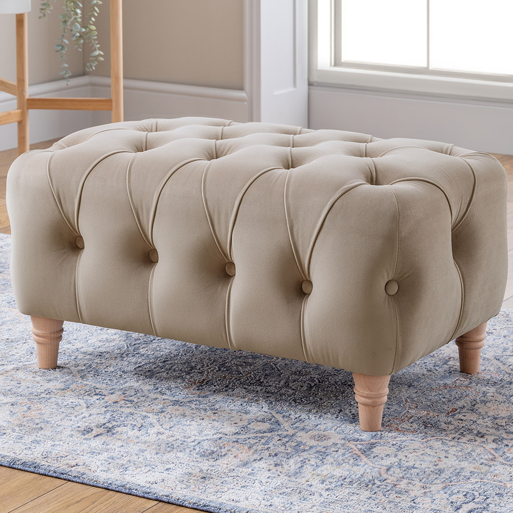 Putty Velvet Footstool Image 1