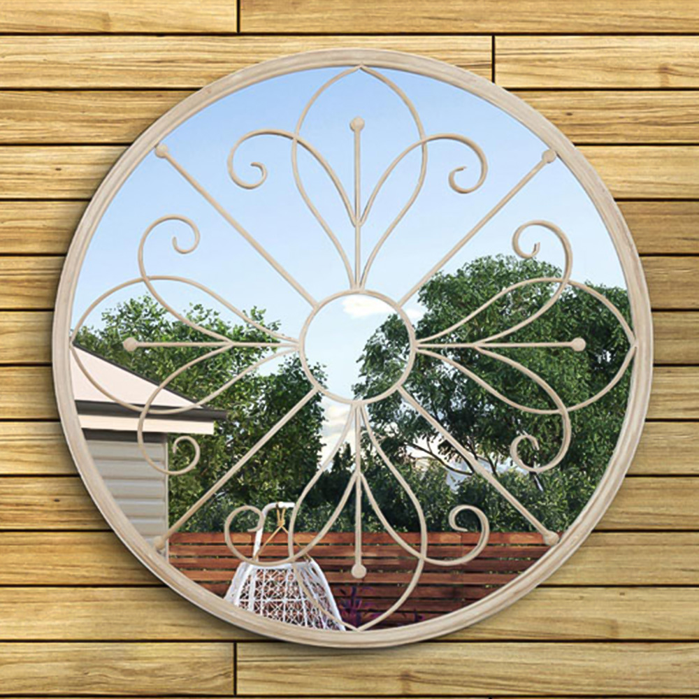 MirrorOutlet Summer Orchid Metal Circular Garden Mirror 90 x 90cm Image 2