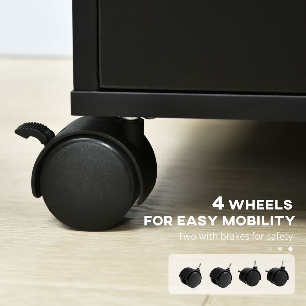 HOMCOM 5 Drawer Black Mobile Vertical Filing Cabinet Image 8