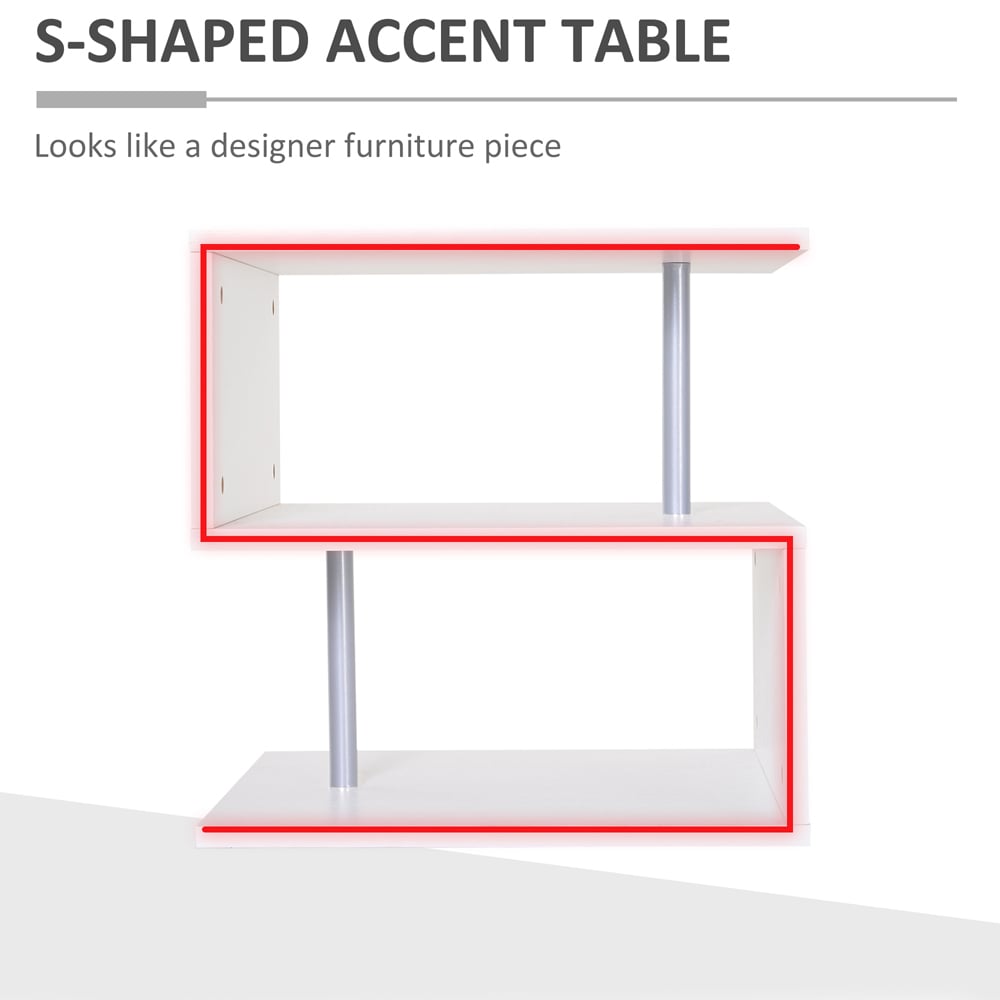 Portland 2 Shelf White S Shape Side Table Image 7