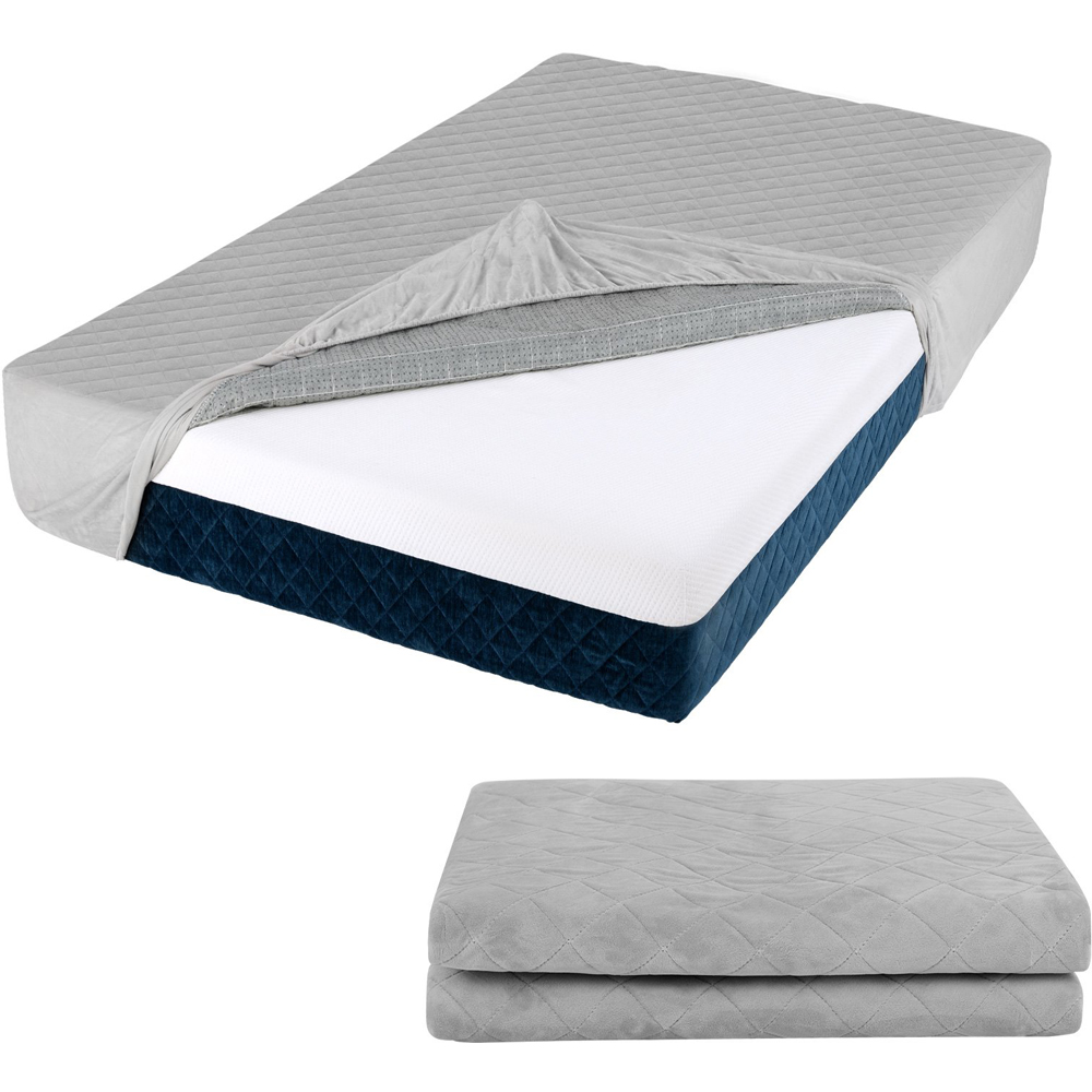 Costway Twin Size Grey Luxury Super Soft Velvet Mattress Protector Image 3