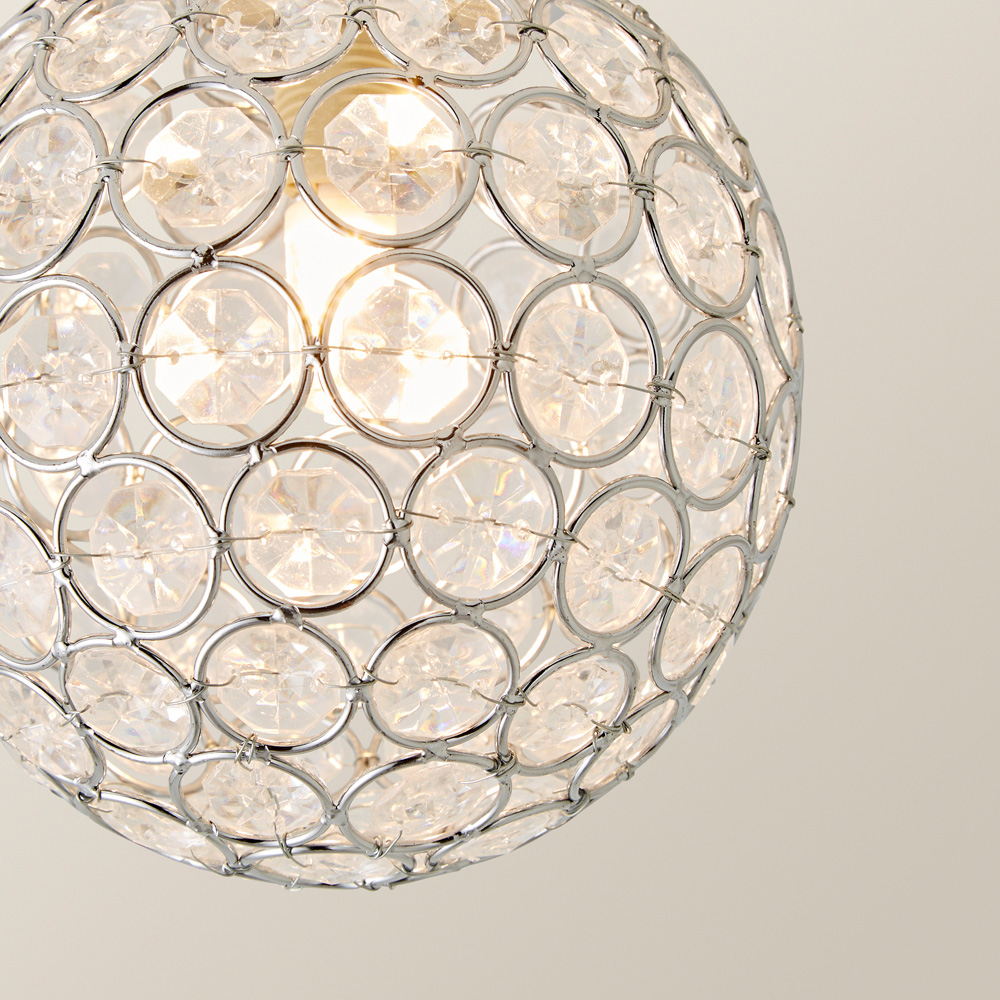 ValueLights Ella Chrome Sphere Globe Jewel LED Flush Ceiling Light Image 3