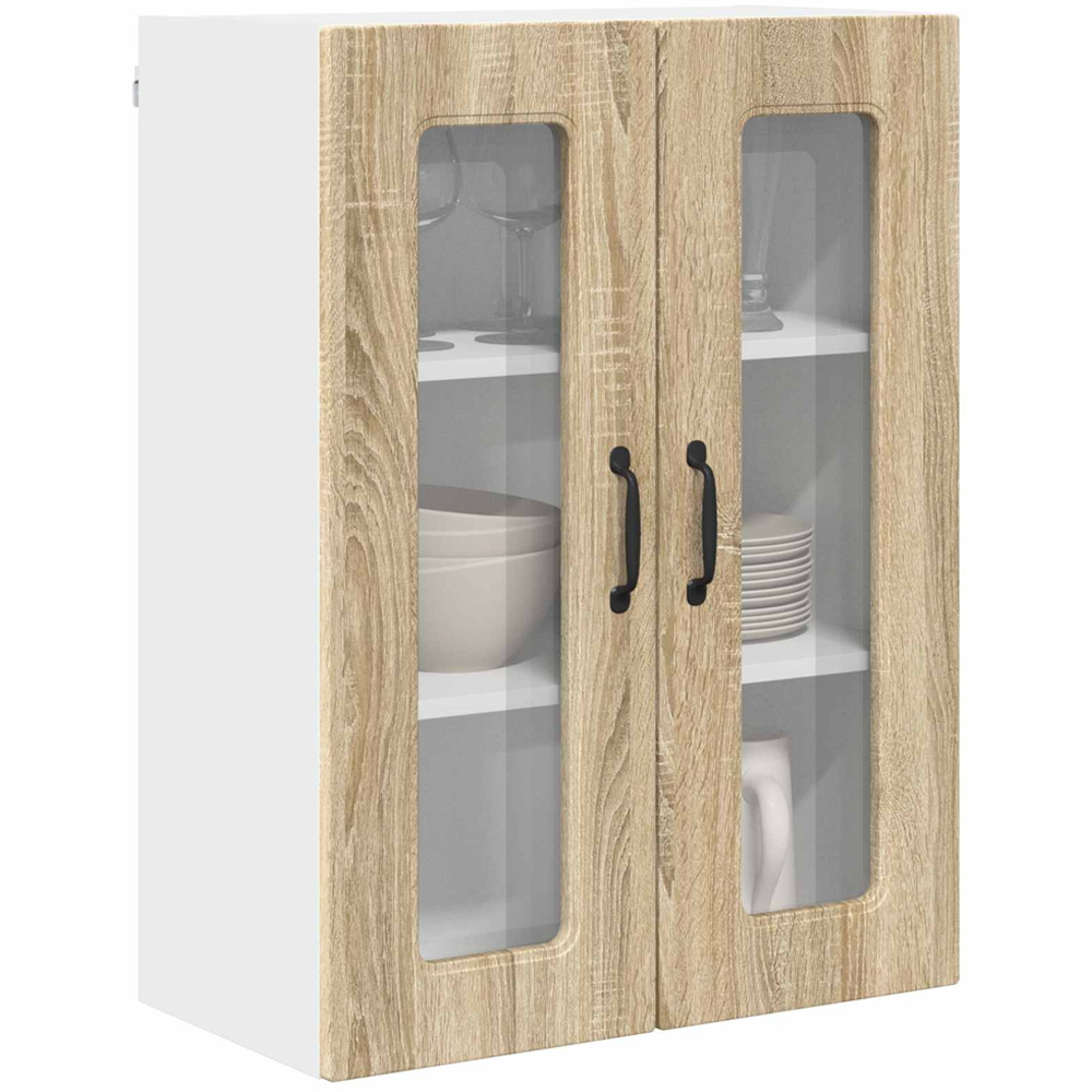 vidaXL 2 Glass Door Sonoma Oak Kitchen Wall Cabinet Image 3