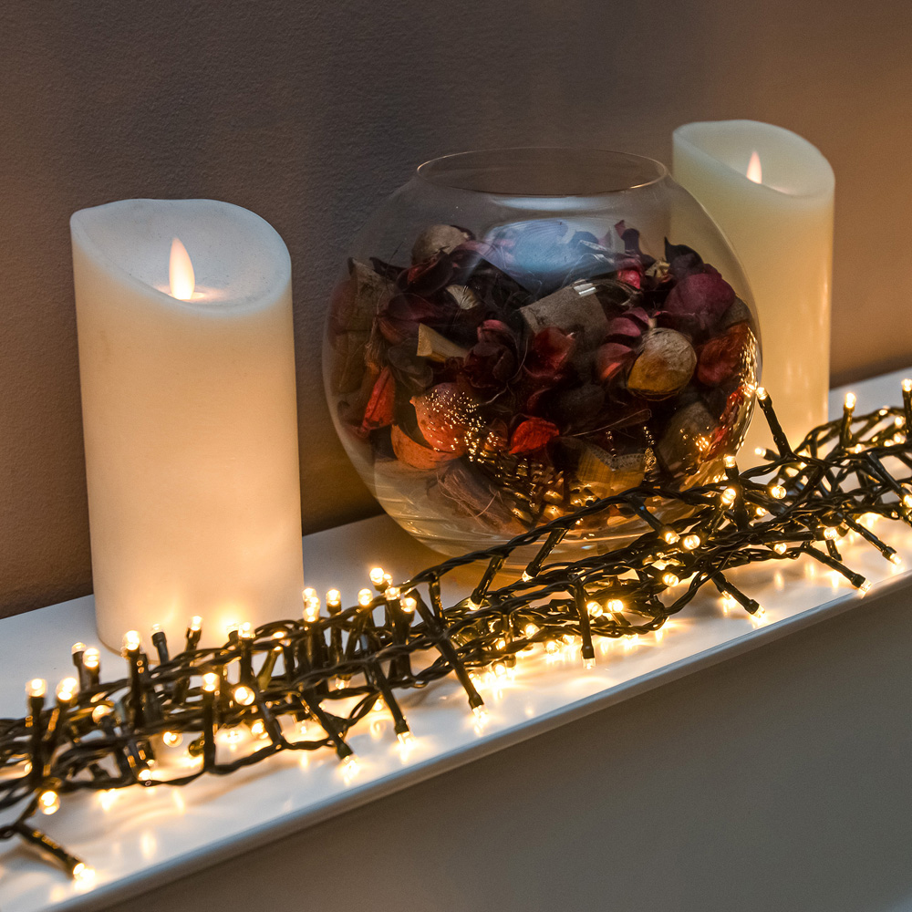 The Christmas Centre 240 Warm White LED Multifunction Green Cable String Light 28m Image 2