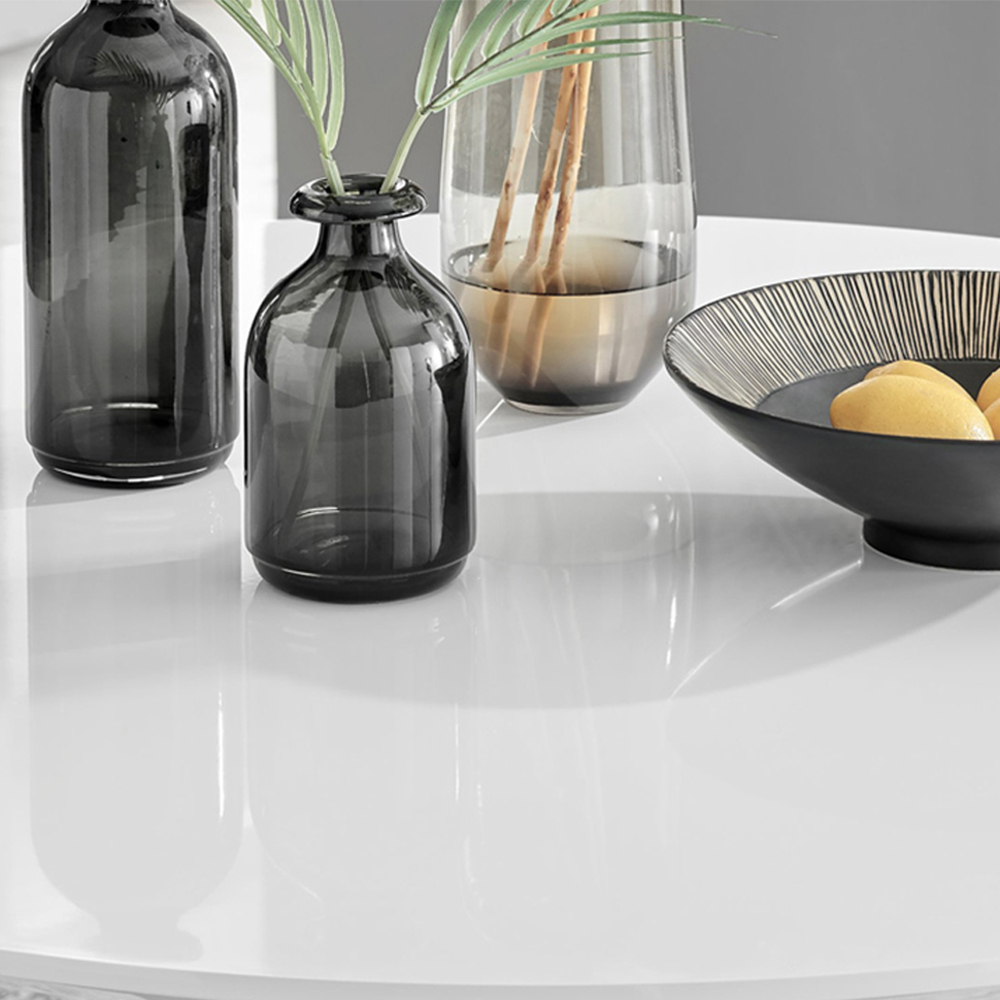 Furniturebox Arona Valera 6 Seater Round Dining Set White Gloss and Black Image 5