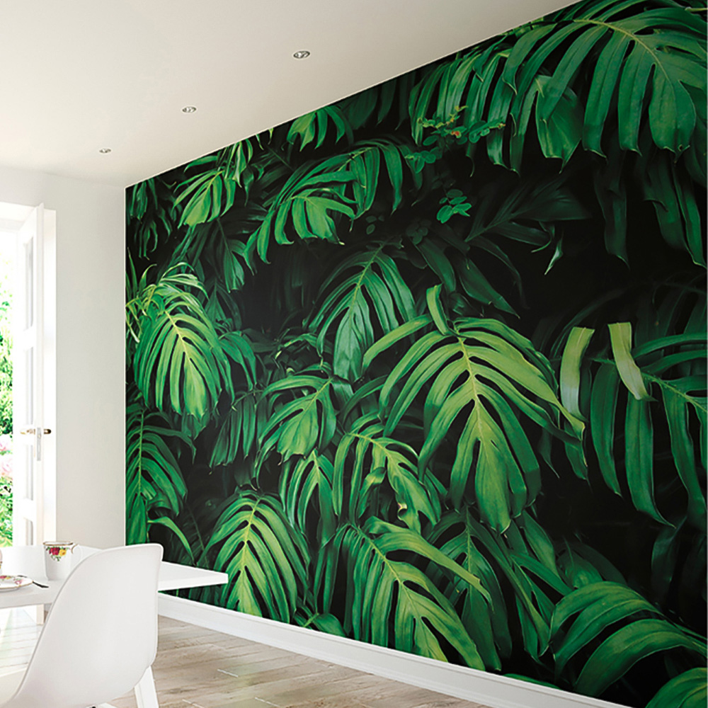 Origin Murals Rainforest Leaves Green Wall Mural Image 1