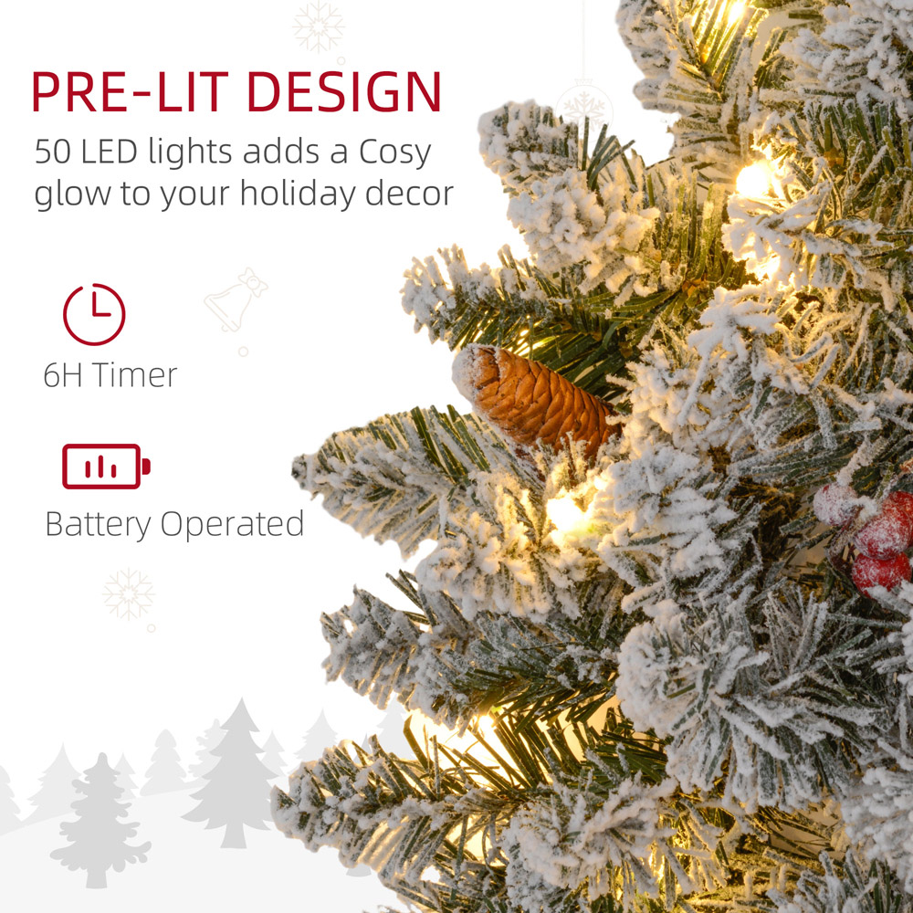 Everglow Green Christmas LED Wreath with Snowy Pine Cones and Red Berries 60cm Image 5