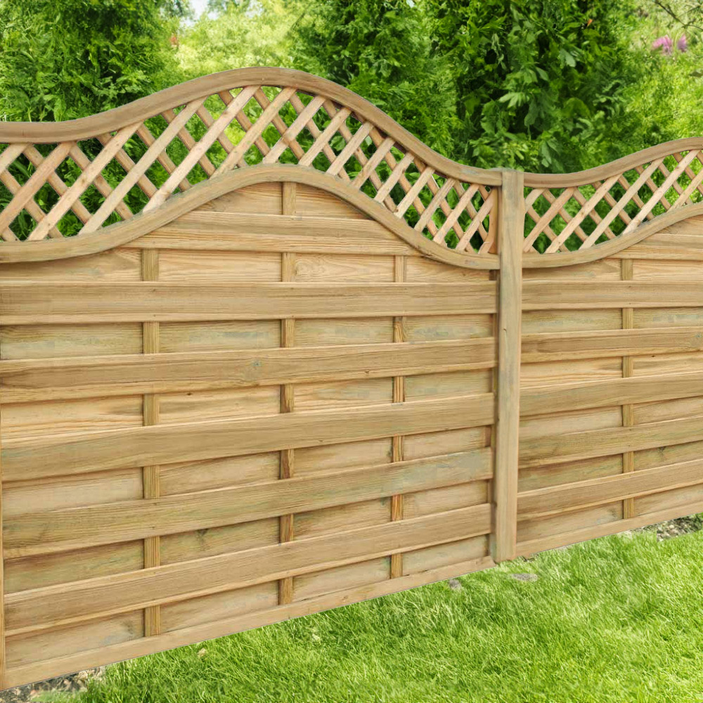 Forest Garden 6 x 5ft Pressure Treated Decorative Europa Prague Fence Panel Image 1