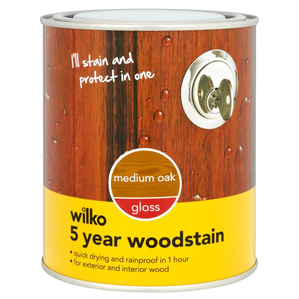 Wilko 5 Year Medium Oak Gloss Woodstain 750ml Image 2