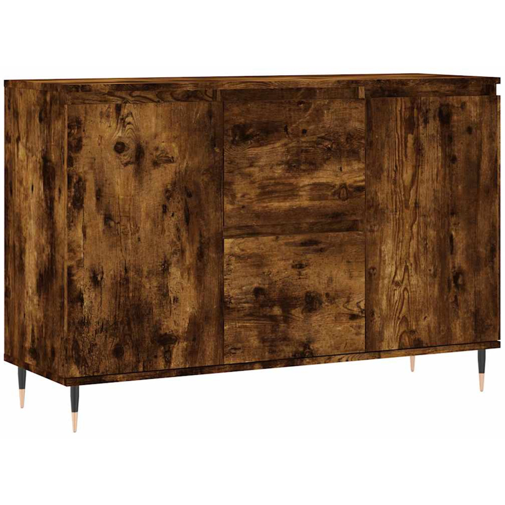 vidaXL 2 Door 2 Drawer Smoked Oak Wide Sideboard Image 2