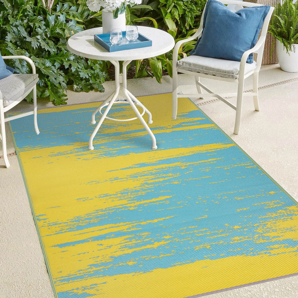 Green Decore Liza Aqua Blue and Yellow Outdoor Rug 120 x 180cm Image 7