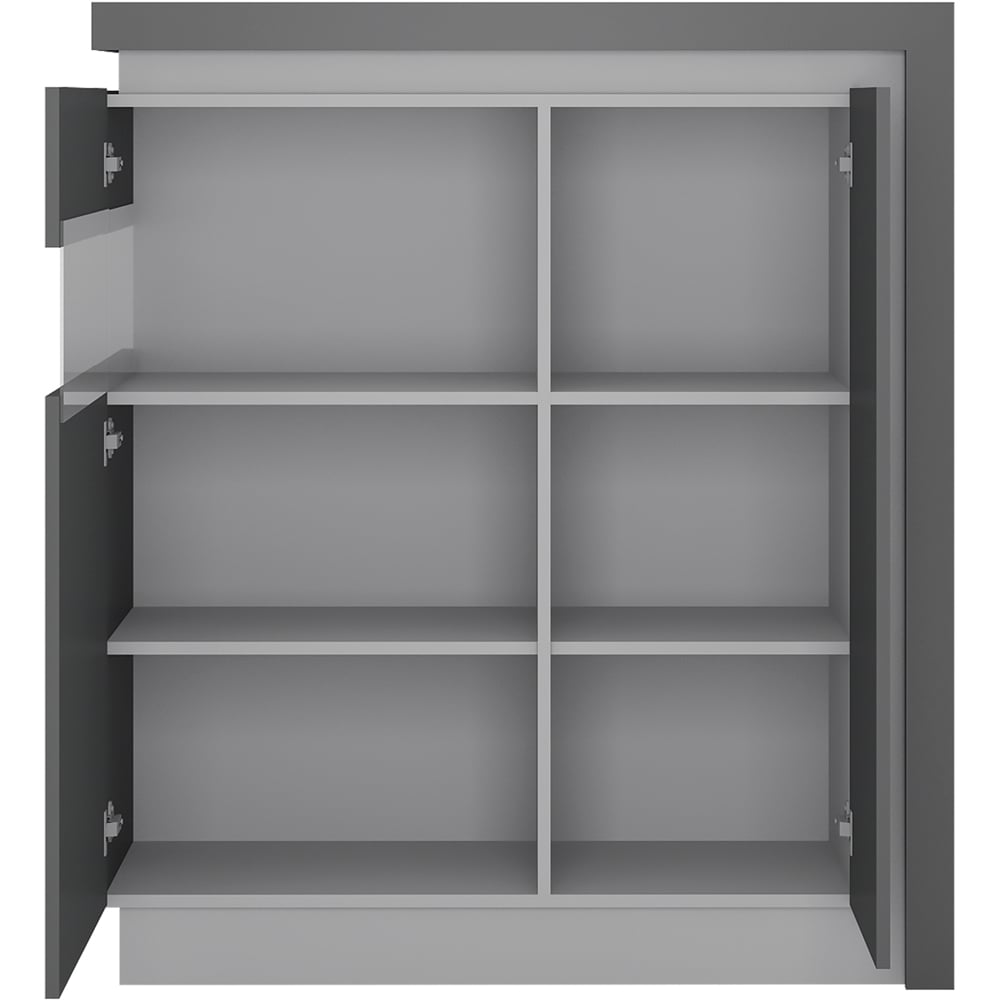 Lyon 2 Door Platinum and Light Grey Gloss Left Hand LED Designer Cabinet Image 3