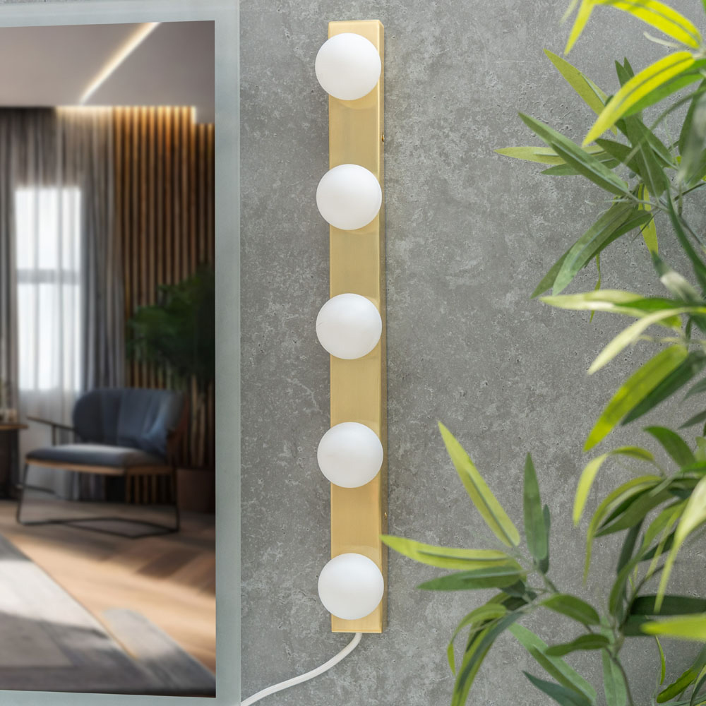 ValueLights Hollywood Brushed Gold Plug-In LED Bar Wall Light Image 3