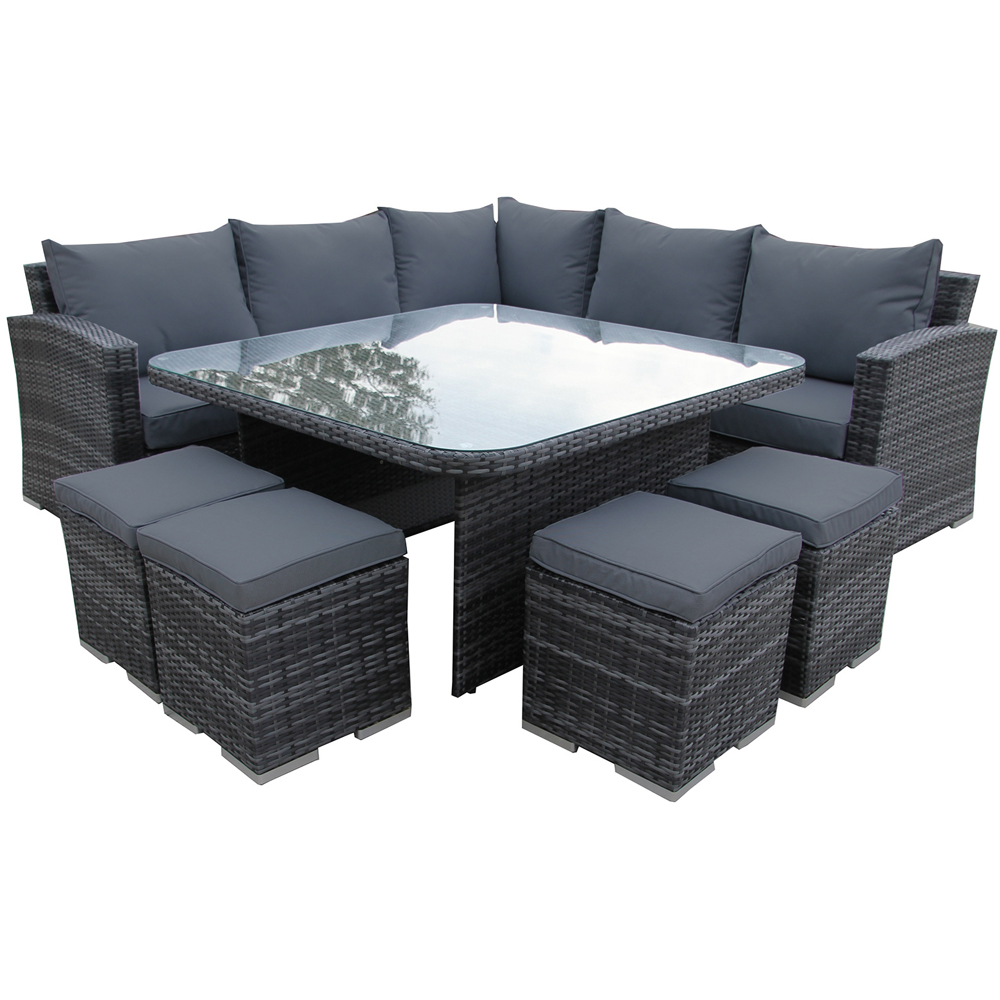 Furniture One 9 Seater Grey Rattan Garden Corner Sofa Set Image 2