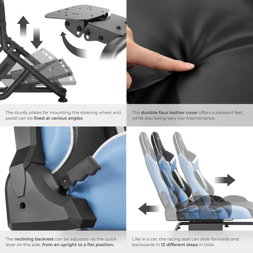 tectake Black and Azure Racing Seat Gaming Chair Image 6
