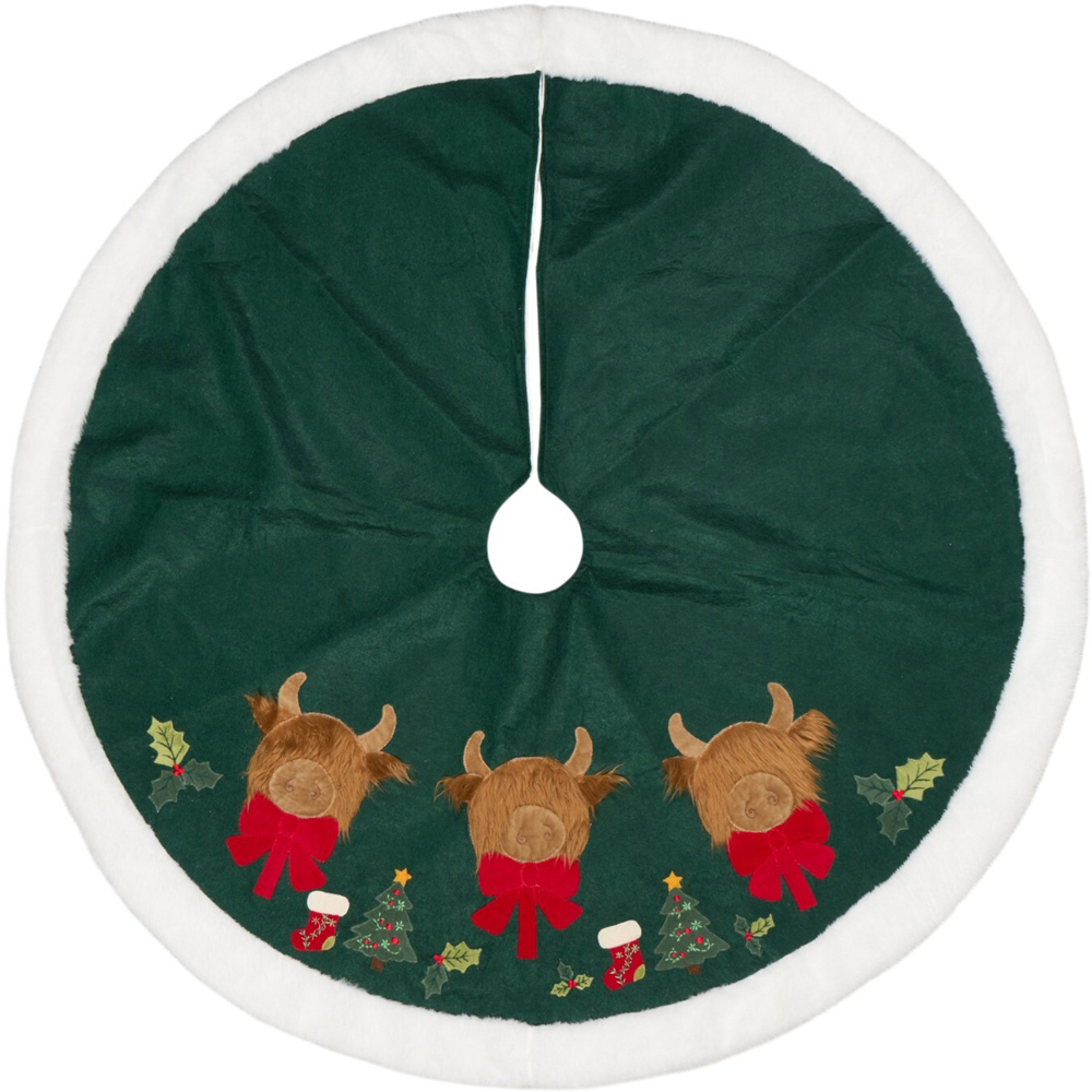Christmas Highland Cow Tree Skirt Image 1