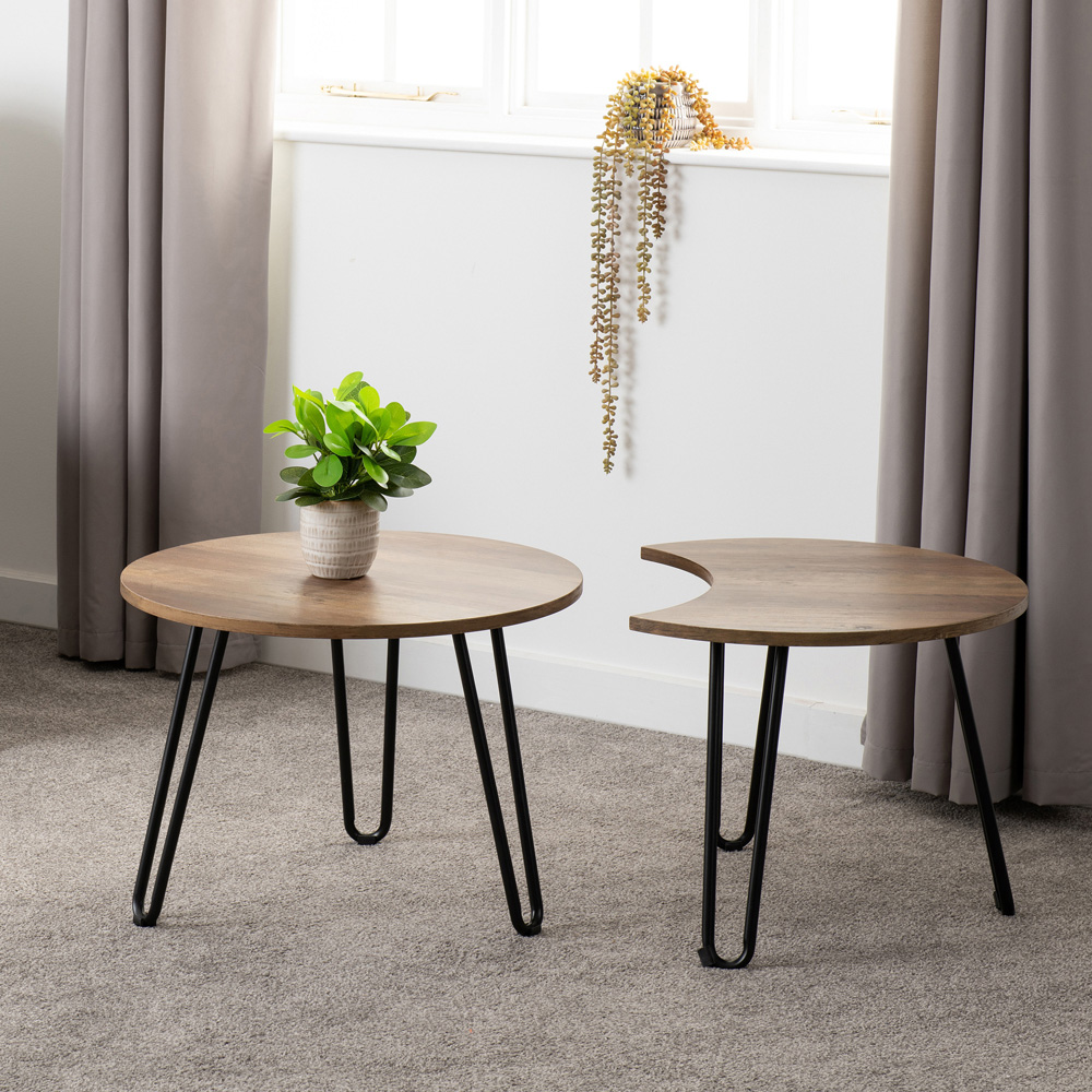 Seconique Athens Medium Oak Effect Nest of Coffee Tables Set of 2 Image 6