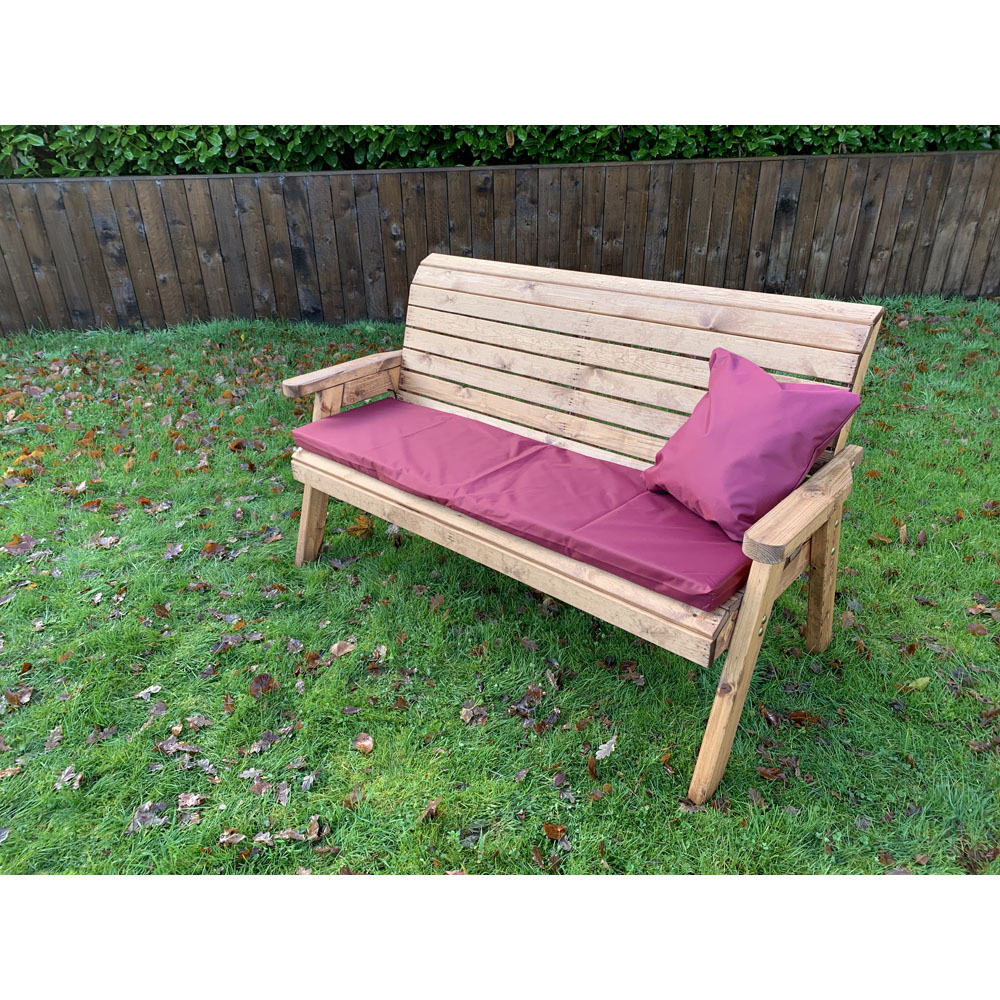 Charles Taylor 3 Seater Winchester Bench with Red Cushions Image 5