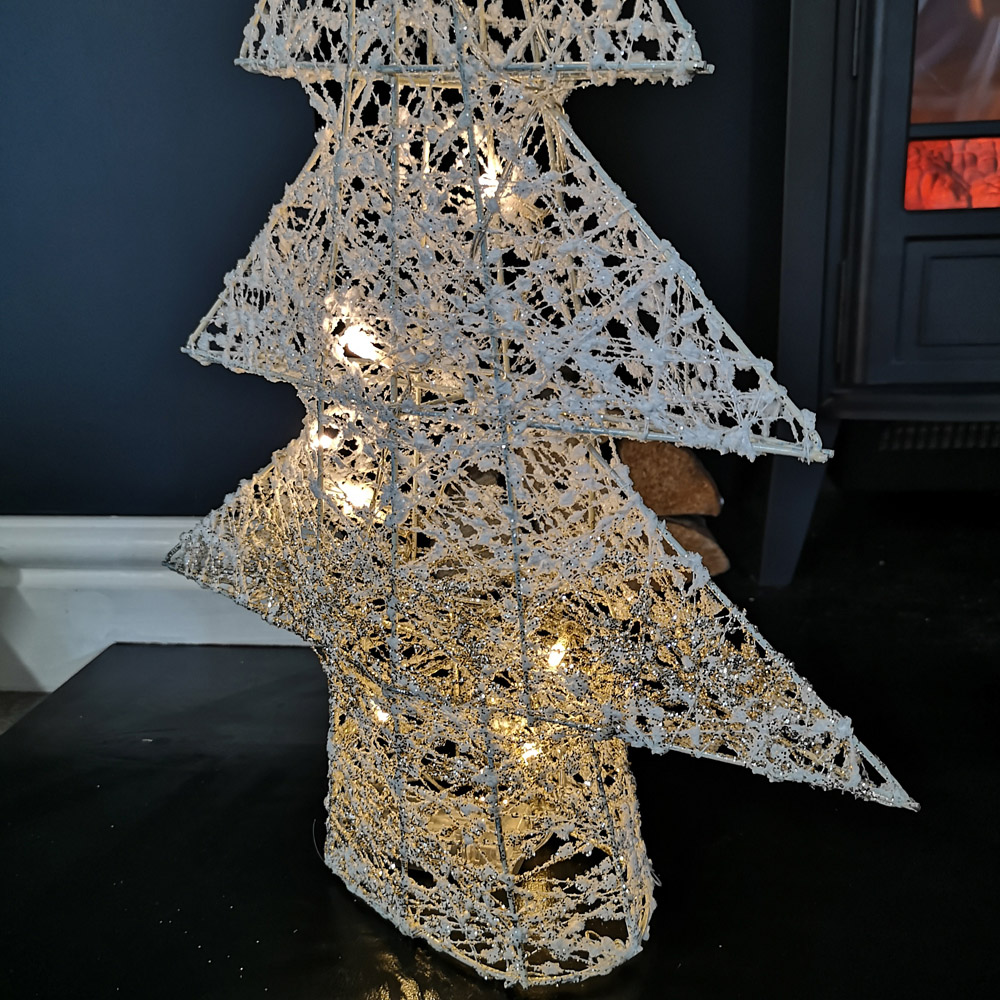 Samuel Alexander White and Gold Christmas Tree Silhouette LED Decoration 50cm Image 4