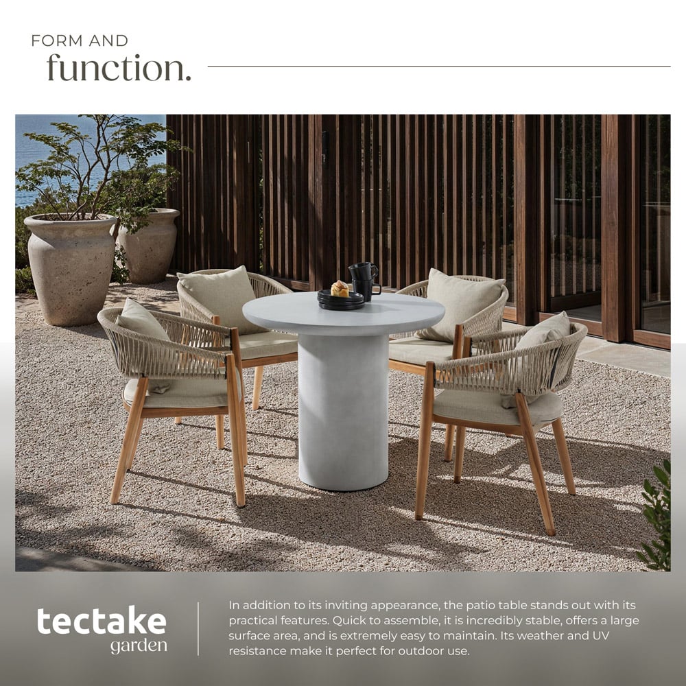 tectake Talmi Stone Grey Round Garden Table Image 4