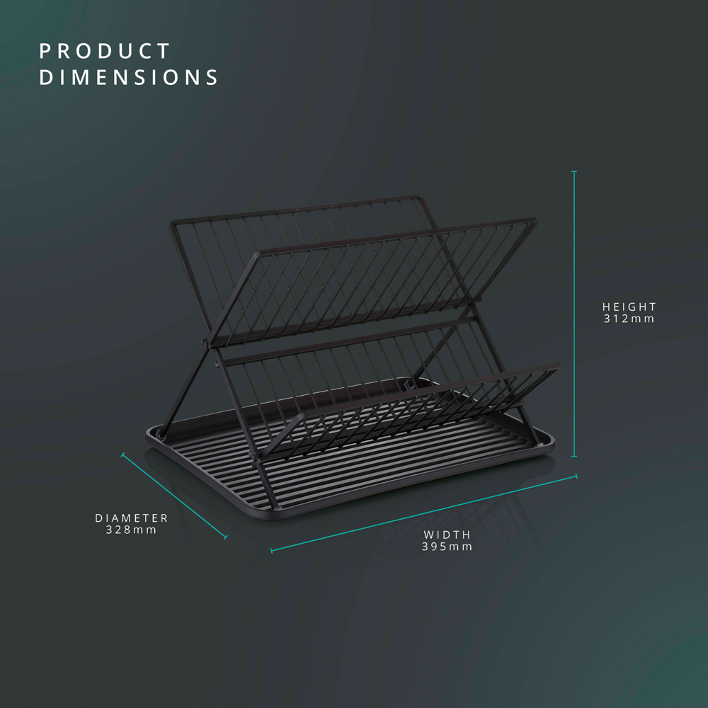 Swan Stealth 2-Tier Black 15 Plate Collapsible Dish Rack Image 7