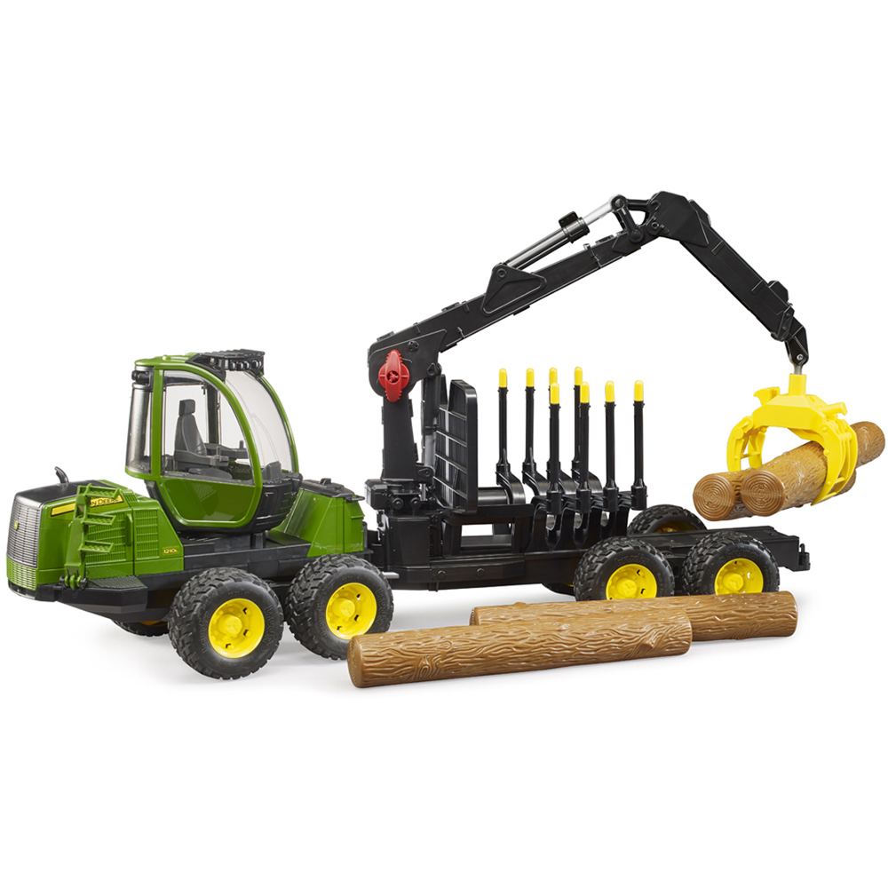 Bruder Kids John Deere 1210E Forwarder Playset Model with Grab and 4 Trunks Image 6