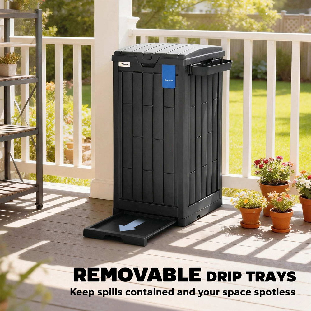 Outsunny Black Outdoor Bin with Dual Lid 110L Image 6