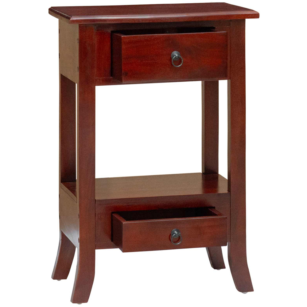 vidaXL 2 Drawer Single Shelf Brown Solid Mahogany Wood Console Table Image 2