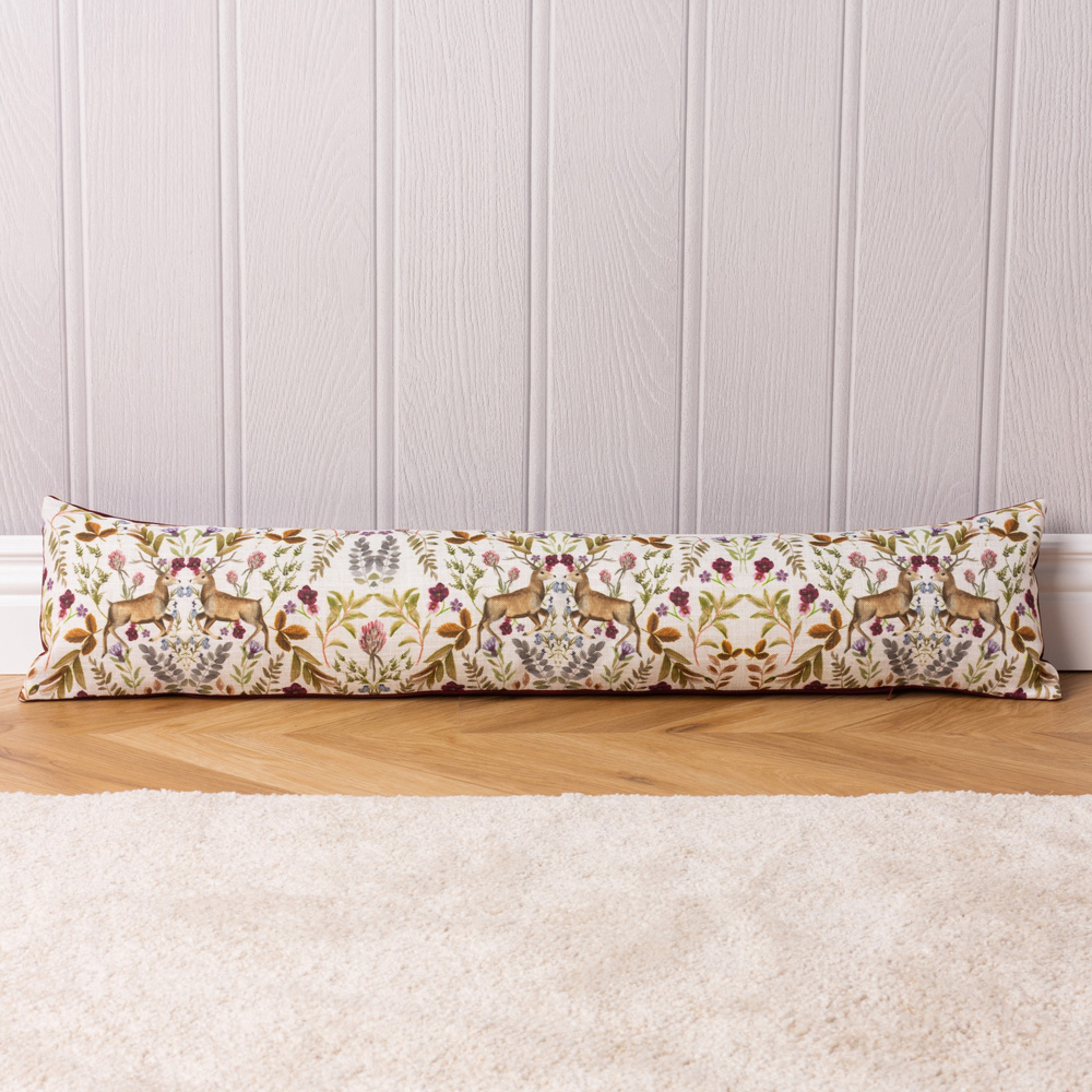 Evans Lichfield Christmas Mirrored Stag Watercolour Printed Velvet Draught Excluder 20 x 92cm Image 2