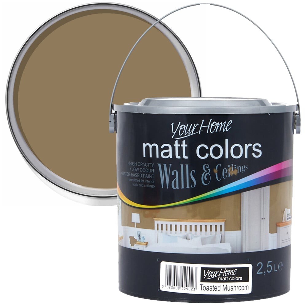 Your Home Walls & Ceilings Toasted Mushroom Matt Emulsion Paint 2.5L Image 1