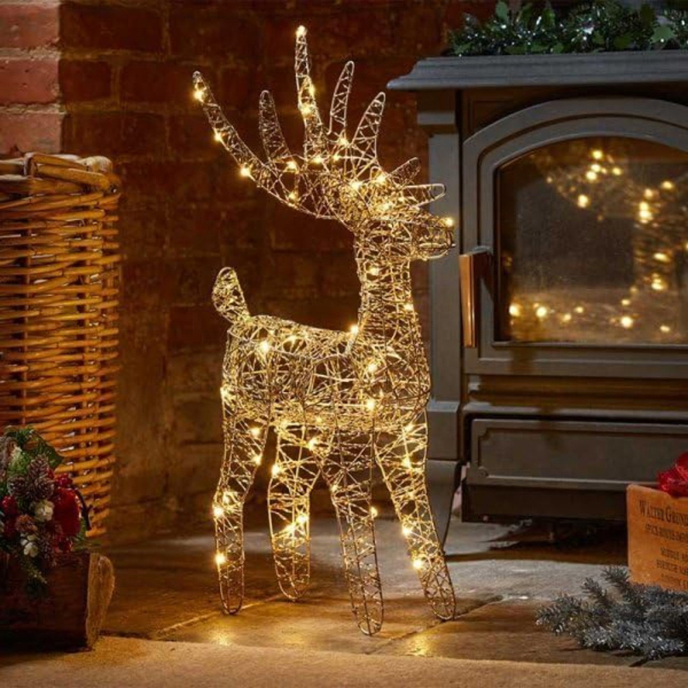 Marco Paul Gold Weave Freestanding Wonder Deer Christmas Decoration 60cm Image 2