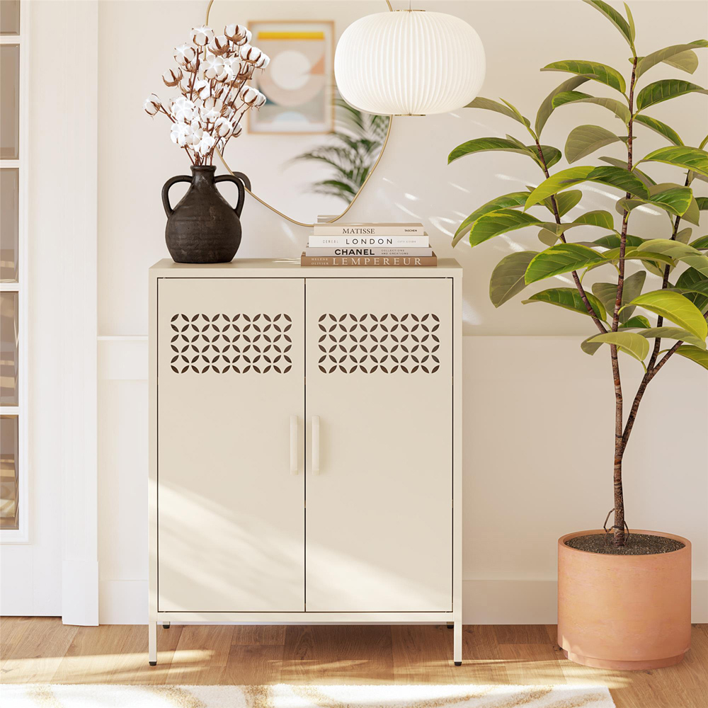 Dorel Annie 2 Door Parchment Metal Cabinet Image 9
