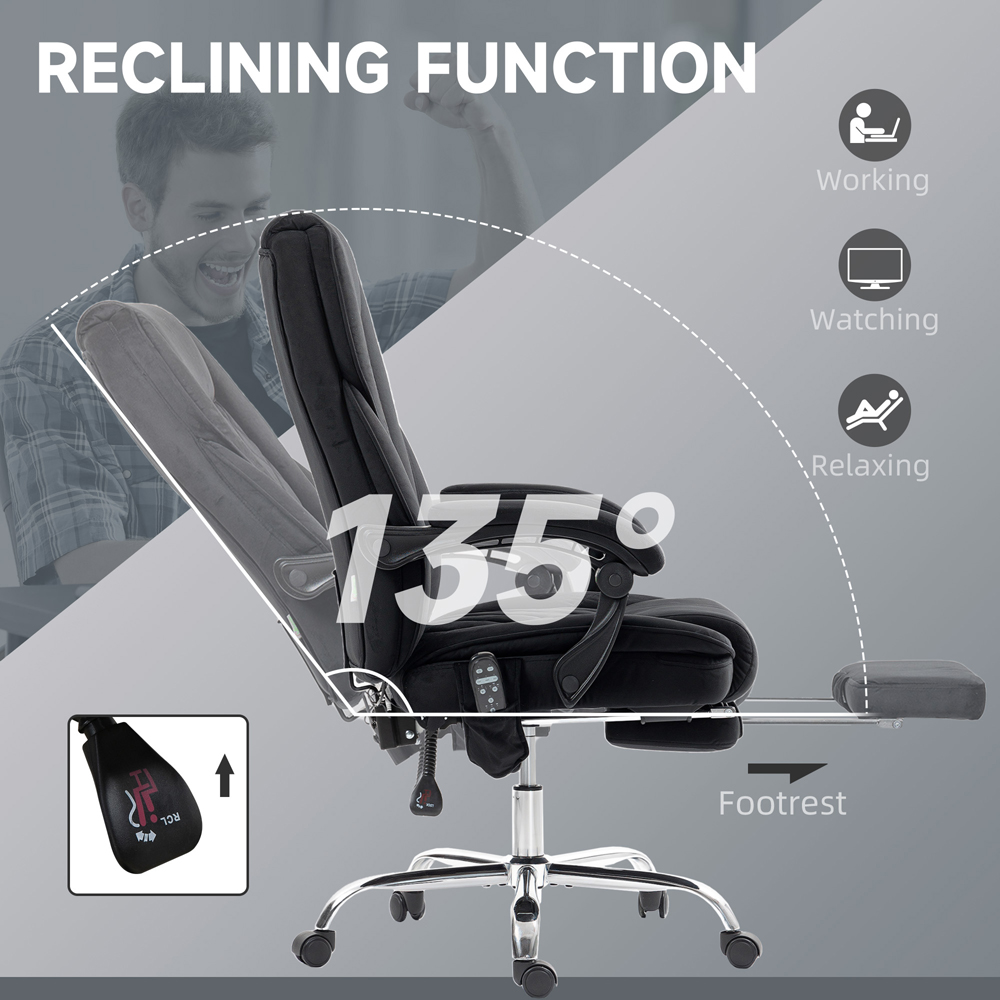 Vinsetto Black Heated Reclining Massage Office Chair Image 6