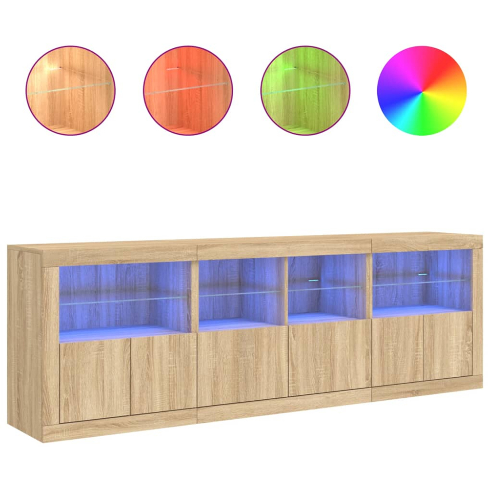 vidaXL 6 Door 8 Shelf Sonoma Oak LED Sideboard 3 Piece Image 3