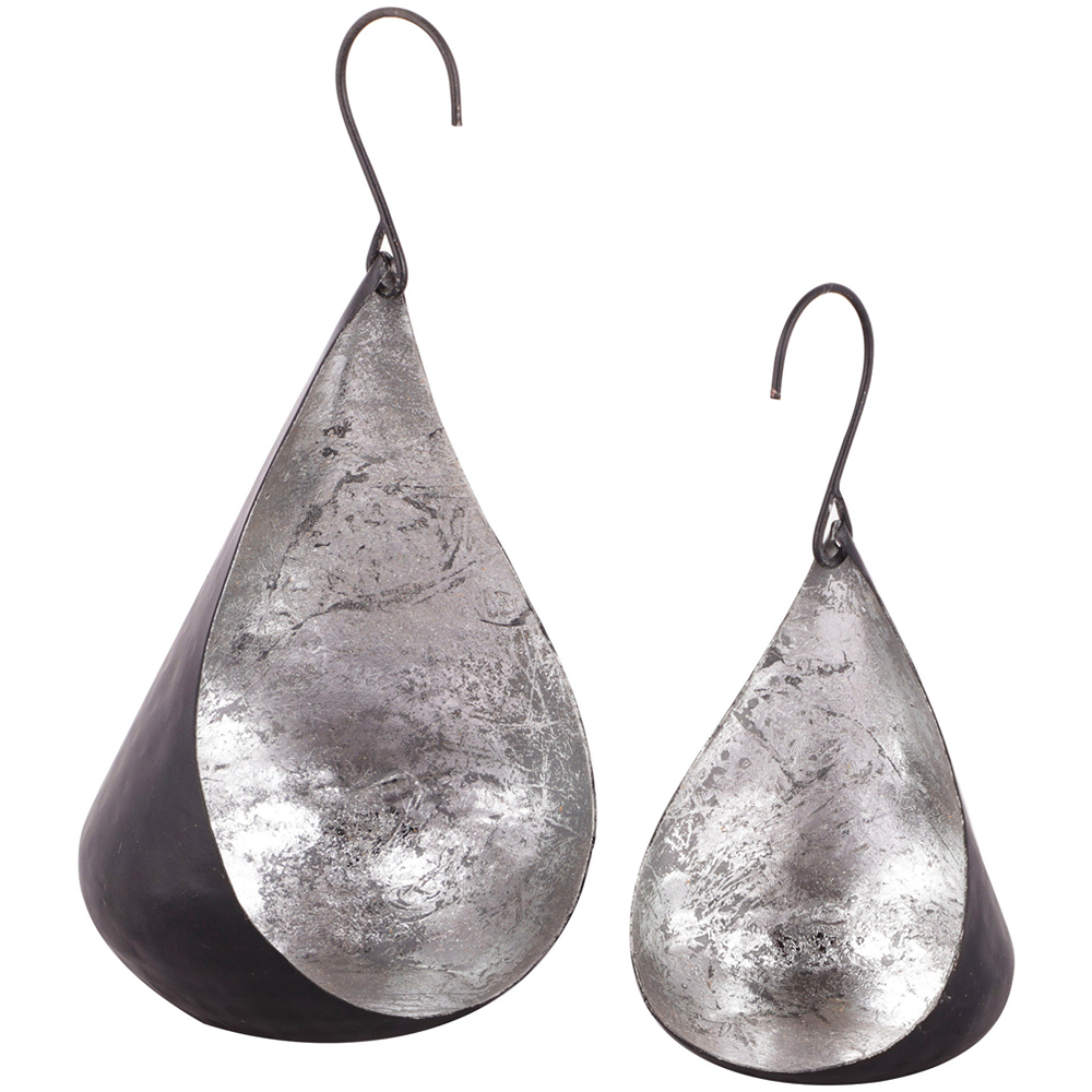 Dibor 2 Piece Black and Silver Hanging Tealight Candle Holder Set Image 1