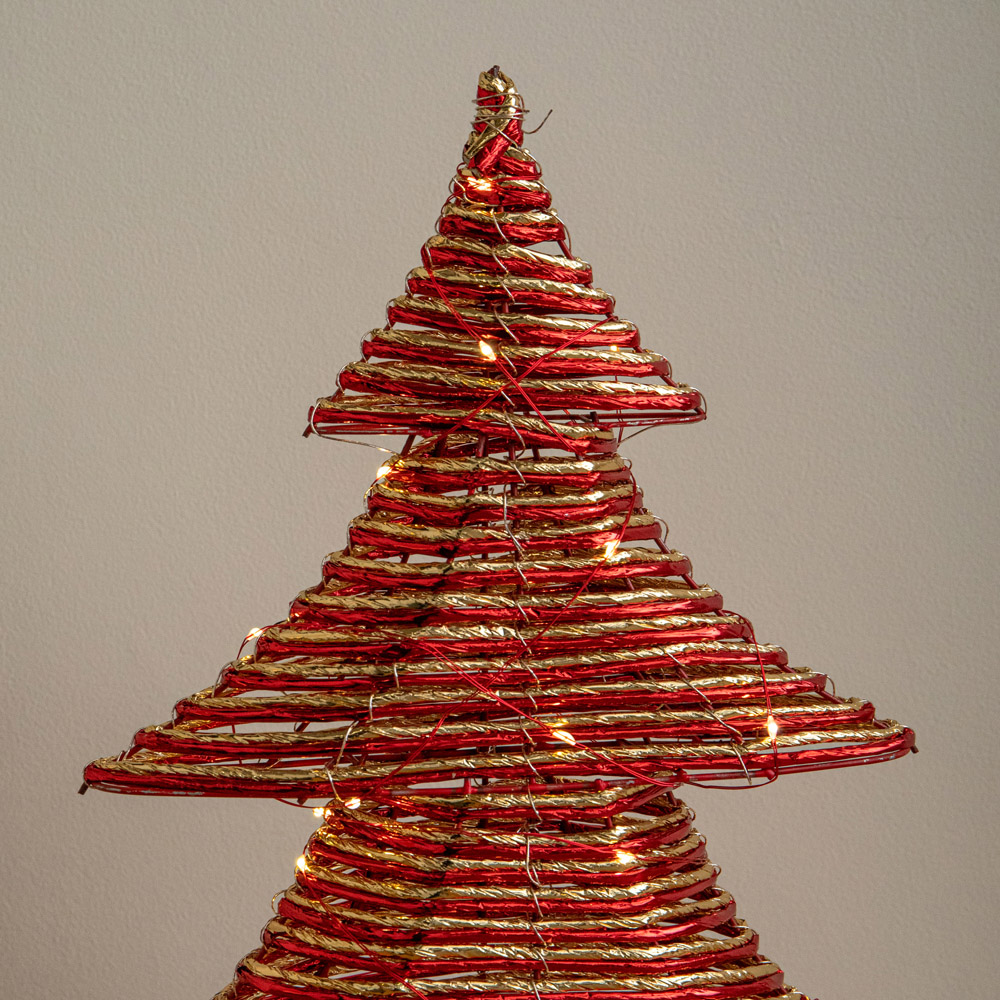 Samuel Alexander Warm White LED Red and Gold Braid Christmas Tree with Timer 40cm Image 3