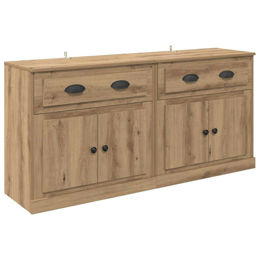 vidaXL 2 Door Single Drawer Artisan Oak Modern Sideboard Set of 2 Image 5