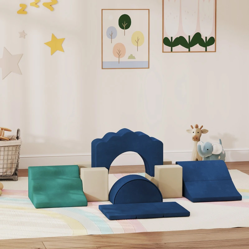 AIYAPLAY Dark Blue Kids Foam Climbing Blocks Soft Play Set 7 Piece Image 6