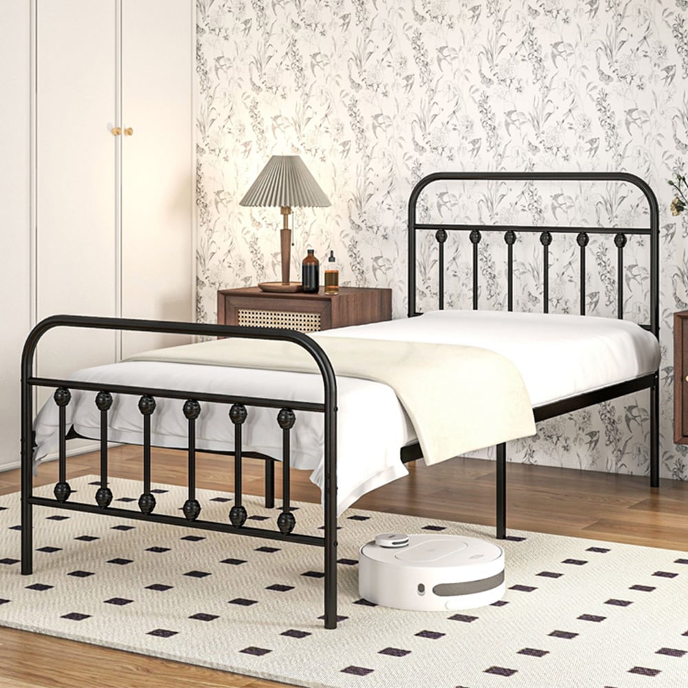 Portland Black Metal Single Bed Image 1