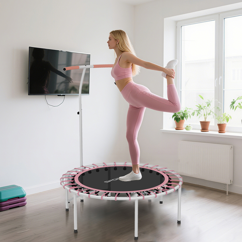 SPORTNOW 3.3ft Pink Fitness Trampoline with Adjustable Handle Image 4
