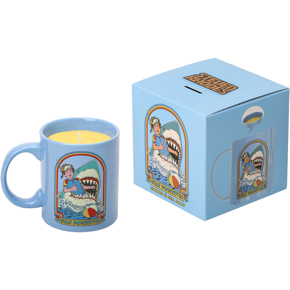 Steve Rhodes Stay Positive Citrus and Sea Salt Scented Candle with Blue Mug Image 4
