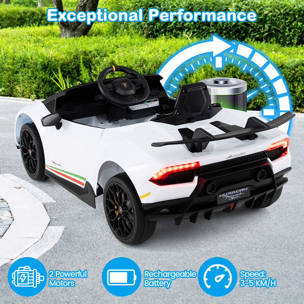 Costway White Kids Ride On Lamborghini Car with Remote Control Image 8
