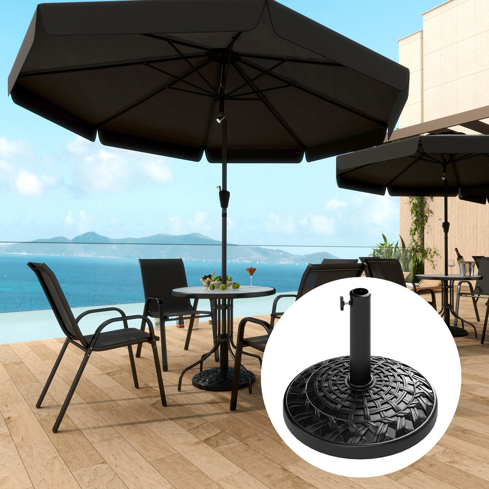 Outsunny Black Round Resin Parasol Base 12kg Image 2